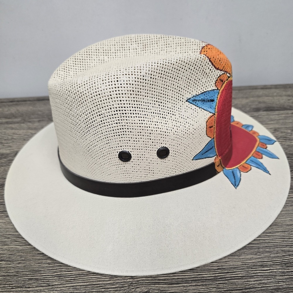 HAT MEXICAN Artisanal Hand Painted Fedora Evil Eye‎ Mal De Ojo HUNTER Brand - Picture 8 of 12